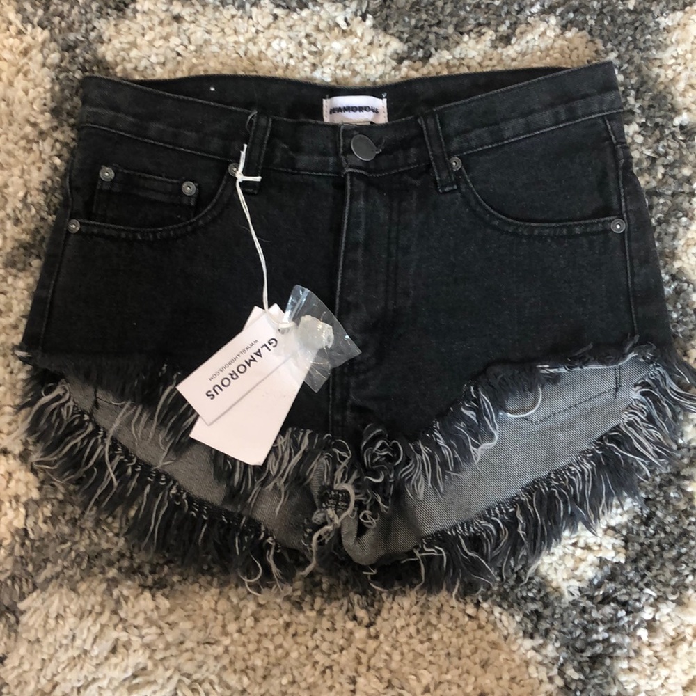 CUT OFF HIGH WAISTED BLACK SHORTS NWT